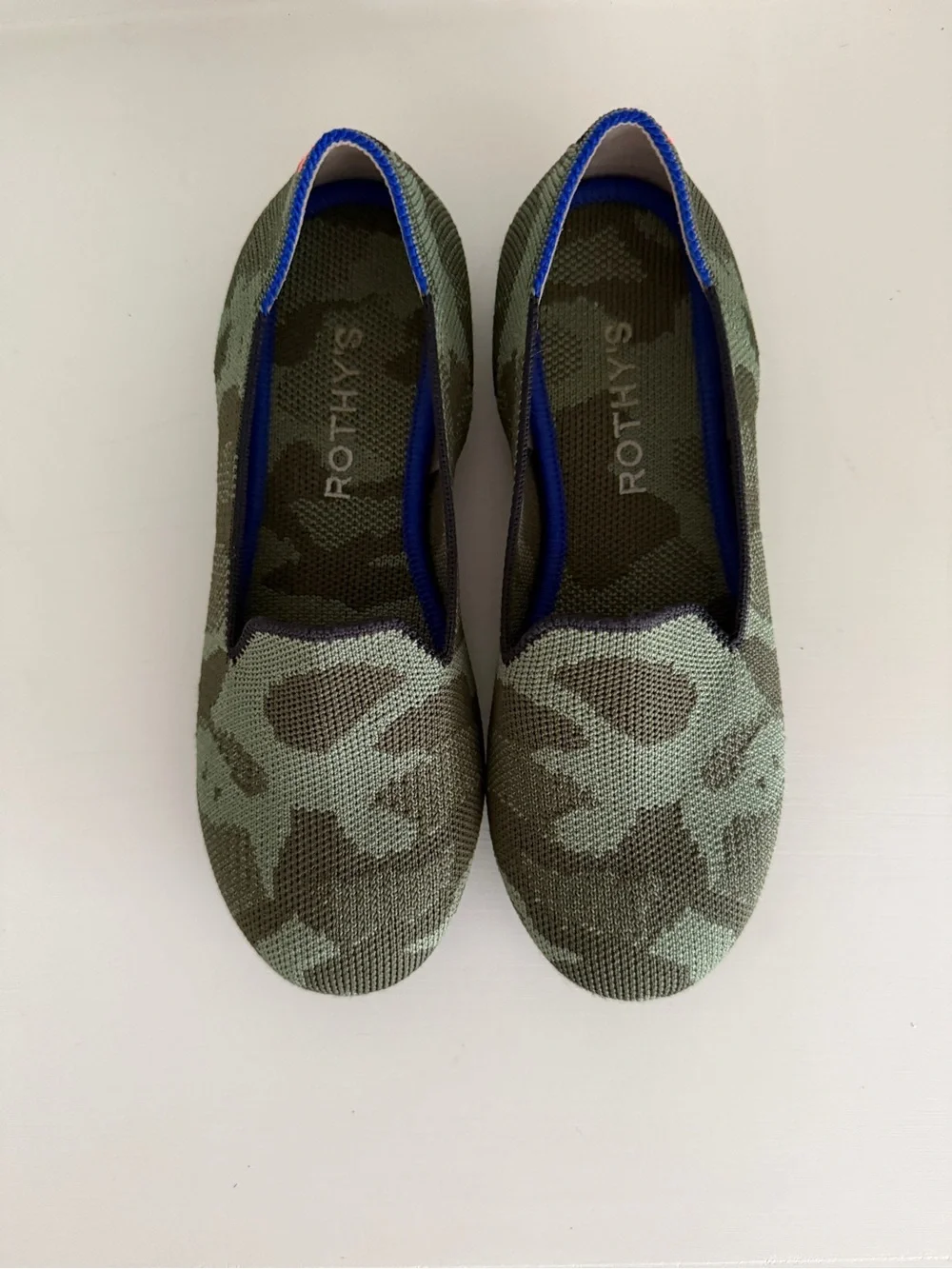 Kids Rothy's Olive Green Camo Knit Slip-Ons